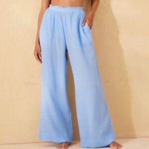 Shade & Shore Women’s Light Blue Wide Leg Gauze Swim Beach Cover Up Pants